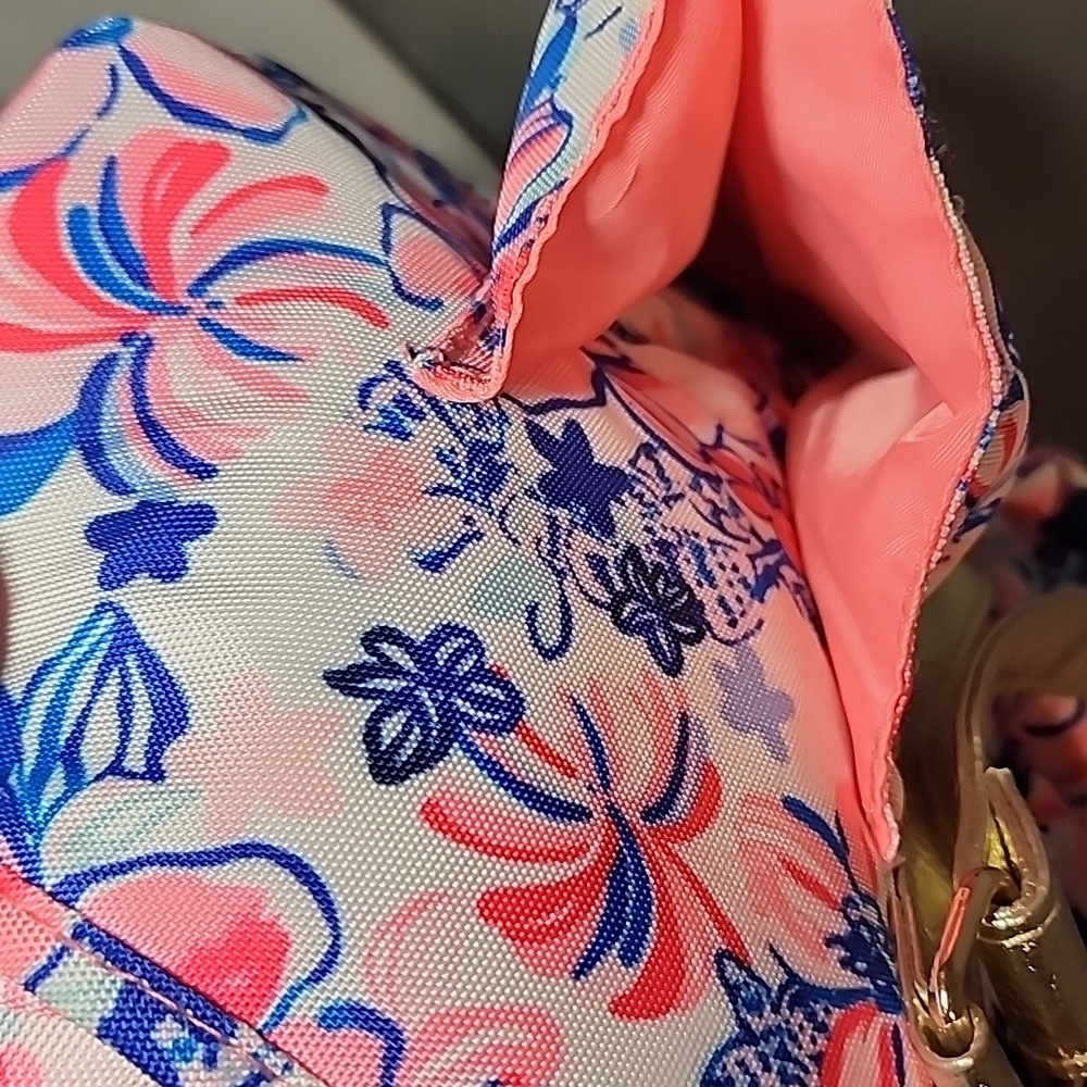 Lilly Pulitzer Pink and Blue Floral Bag with Gold Straps- NWOT - Picture 11 of 11